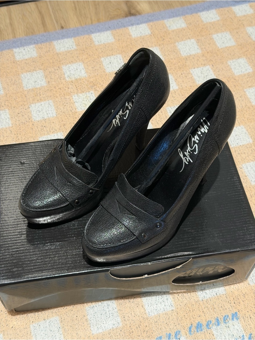 Miss Sixty Black Leather Platform Stiletto Pumps - Picture 2 of 7